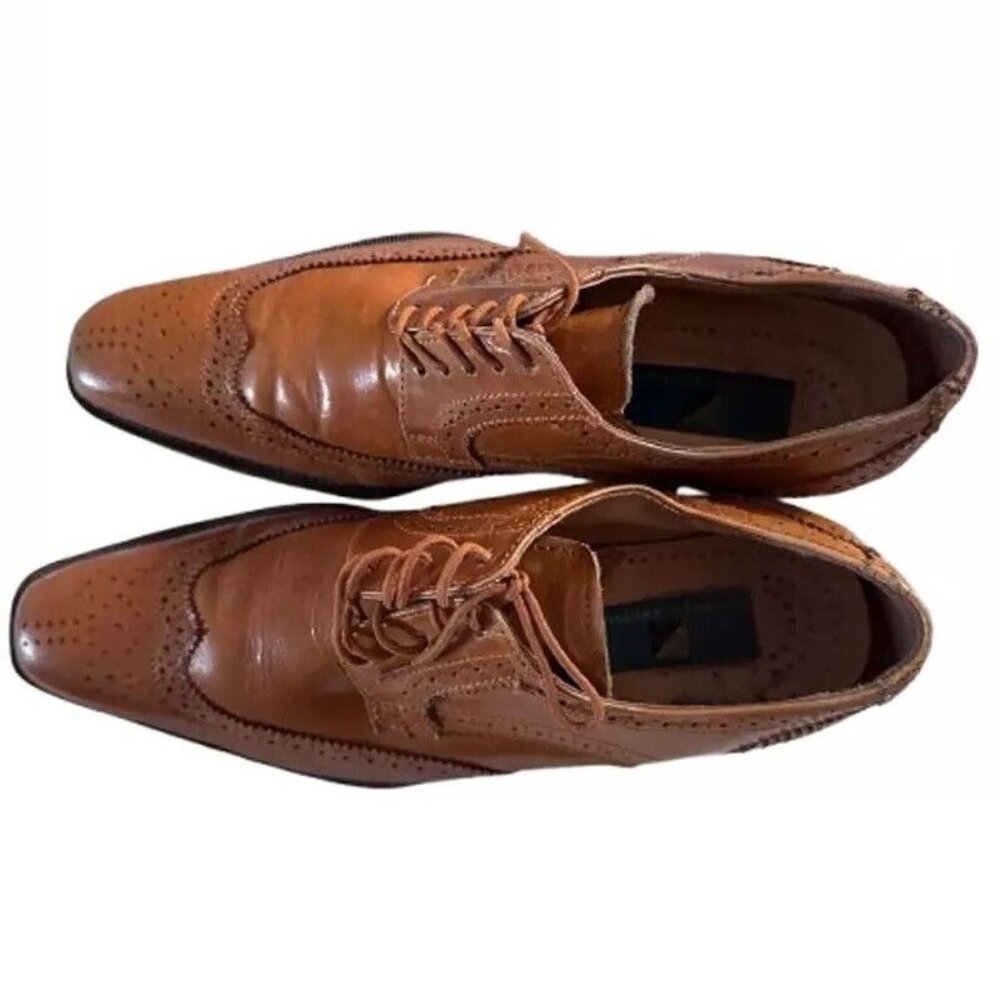 Giorgio Brutini Men's Tan Wingtip Oxford Leather Shoes Size 9 Preowned